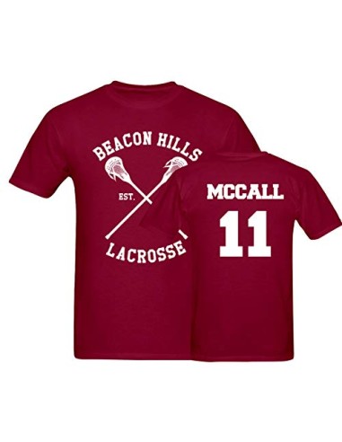 Fruit loom MC Call Maglietta t-Shirt Lacrosse 11 bordeux Maniche Corte Unisex Lacrosse Beacon Hills (L)