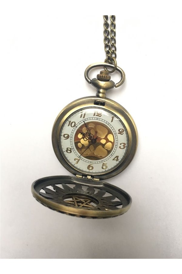 Collana Orologio Medaglione Umanoide Pentacolo Ali 2