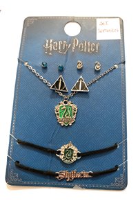 Set Collana Tre Paia di Orecchini e Due Bracciali Slytherin Serpeverde Harry Potter