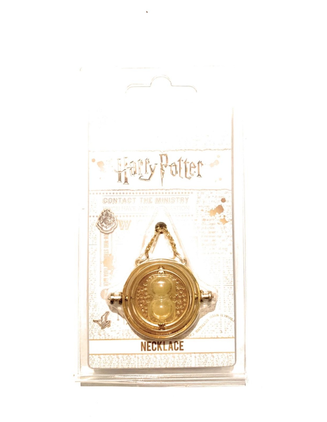Collana Giratempo Harry Potter dorata in metallo con polvere