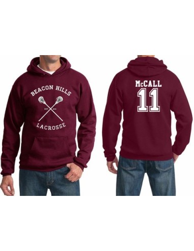 Felpa con cappuccio di mccall 11 Teen Wolf fronte e retro beacon hills lacrosse unisex bordeux personalizzazione