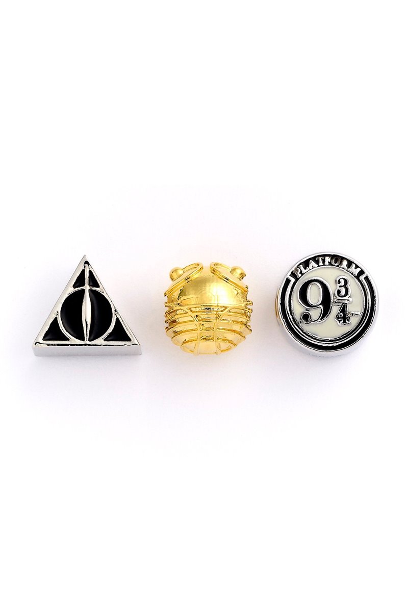 Set Tre Charms a Scorrimento I Doni della Morte Boccino D'oro Binario 9 3/4 Ufficiali Harry Potter