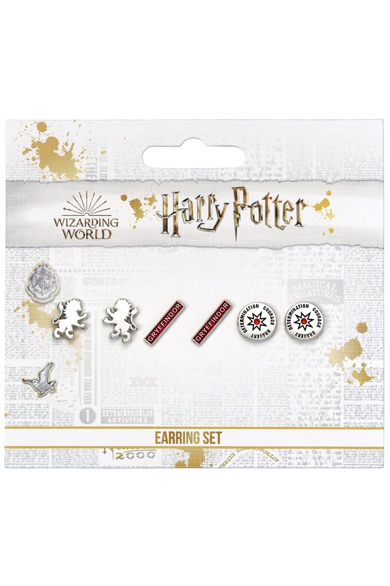 Set 3 Paia di Orecchini a Lobo Grifondoro Gryffindor Ufficiali Harry Potter