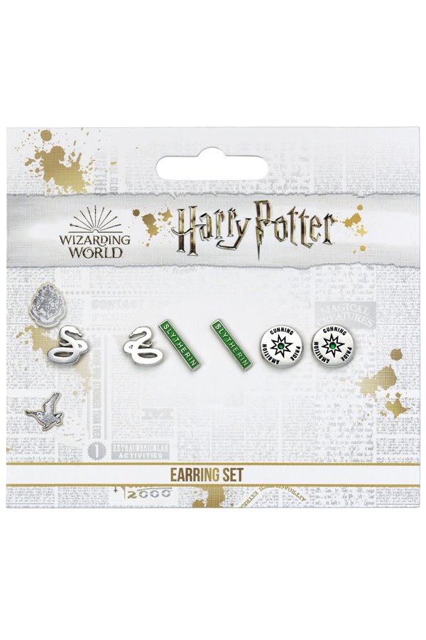 Set 3 Paia di Orecchini Serpeverde Slytherin Ufficiali Harry Potter