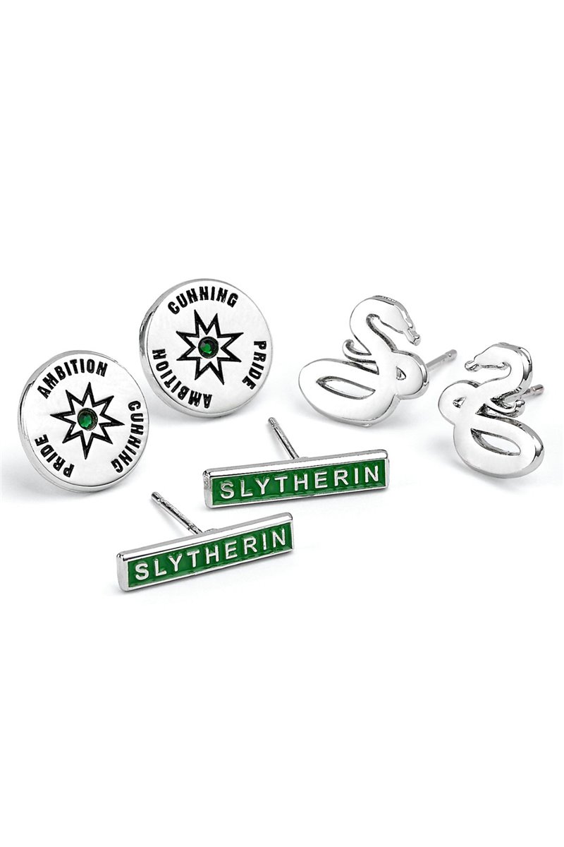 Set 3 Paia di Orecchini Serpeverde Slytherin Ufficiali Harry Potter