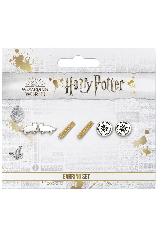 Set 3 Paia di Orecchini Tassorosso Hufflepuff Ufficiali Harry Potter