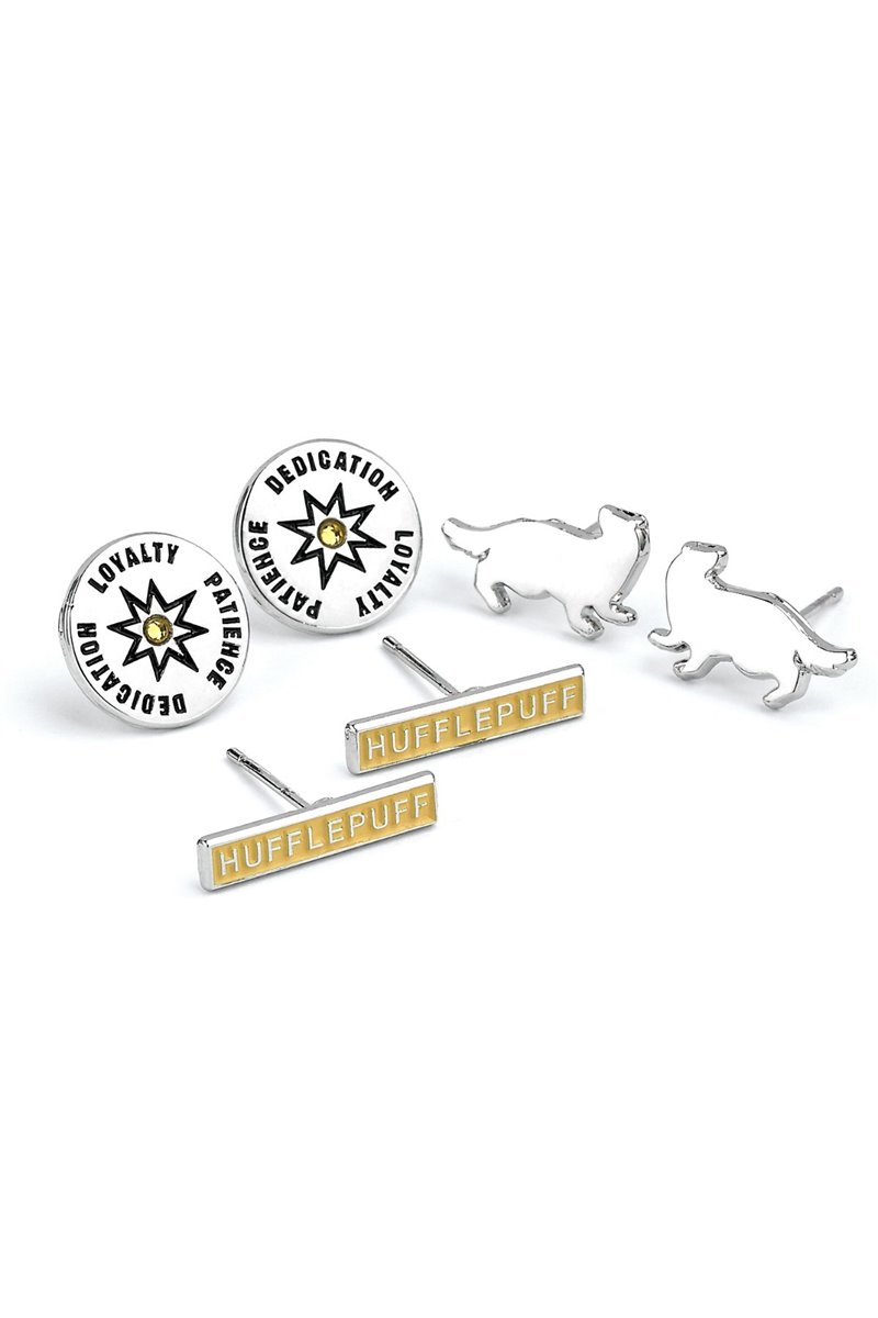 Set 3 Paia di Orecchini Tassorosso Hufflepuff Ufficiali Harry Potter