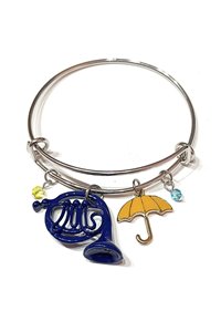 Bracciale Rigido Bangle Corno Blu Francese e Ombrello Giallo