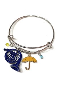 Bracciale Rigido Bangle Corno Blu Francese e Ombrello Giallo