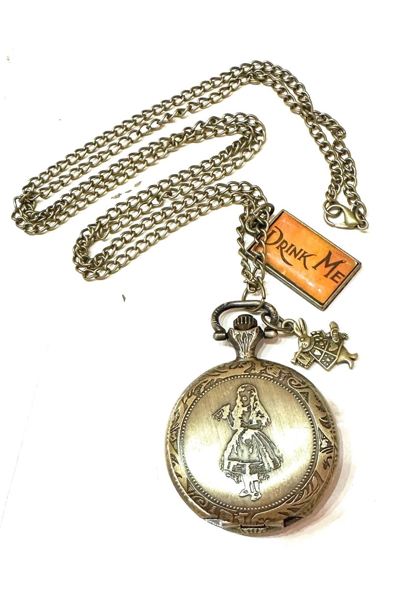 Collana Orologio Alice Bianconiglio Drink Me