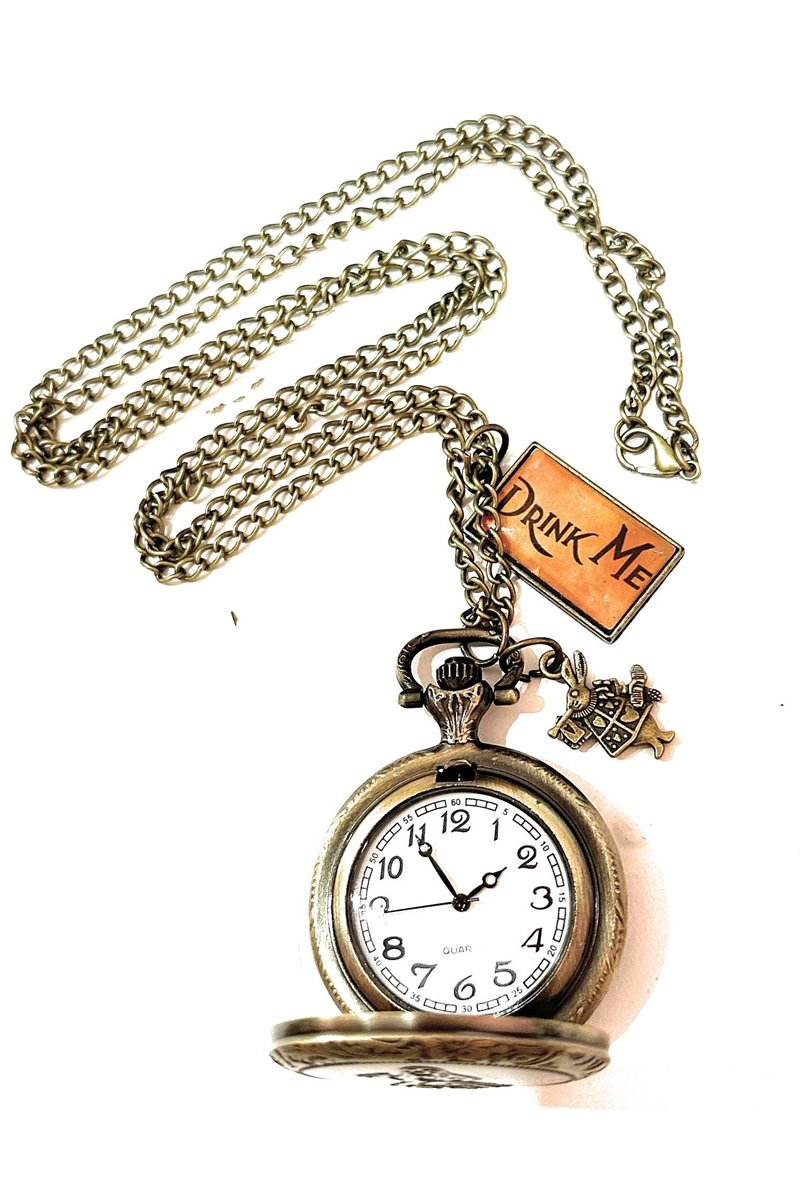 Collana Orologio Alice Bianconiglio Drink Me