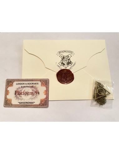 Set Lettera Hogwarts + Biglietto Binario Platform 9 e 3/4 + Collana I Doni della Morte