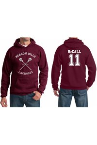 Felpa con cappuccio di mccall 11 beacon hills lacrosse unisex bordeux