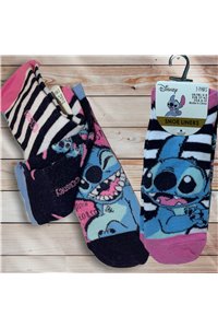Calzini Stitch & Lilo Etichetta Originale 3 Paia Unisex Cotone 37-42 Ohana Family