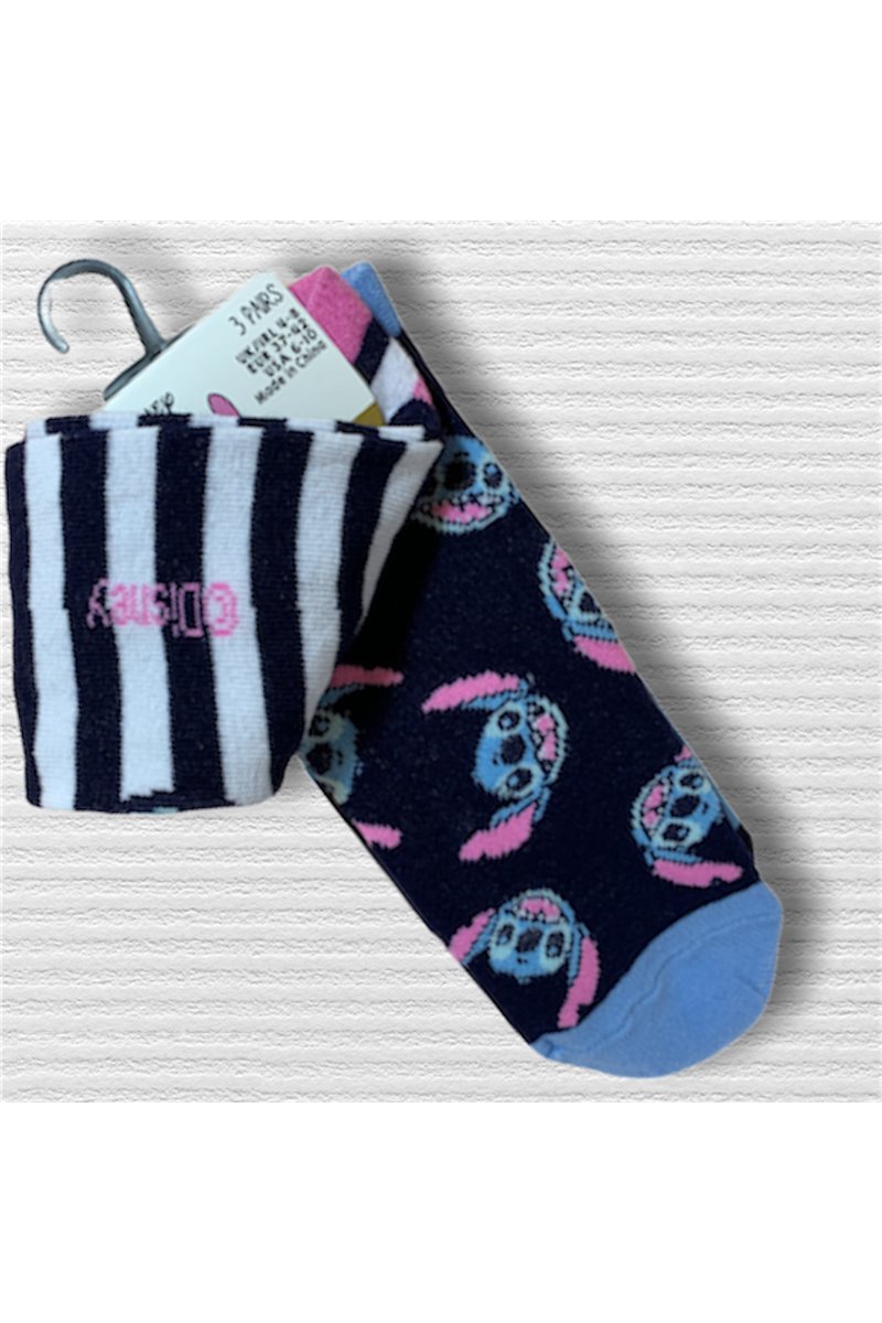 Calzini Stitch & Lilo Etichetta Originale 3 Paia Unisex Cotone 37-42 Ohana Family
