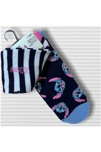 Calzini Stitch & Lilo Etichetta Originale 3 Paia Unisex Cotone 37-42 Ohana Family