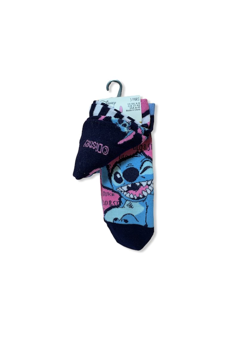 Calzini Stitch & Lilo Etichetta Originale 3 Paia Unisex Cotone 37-42 Ohana Family