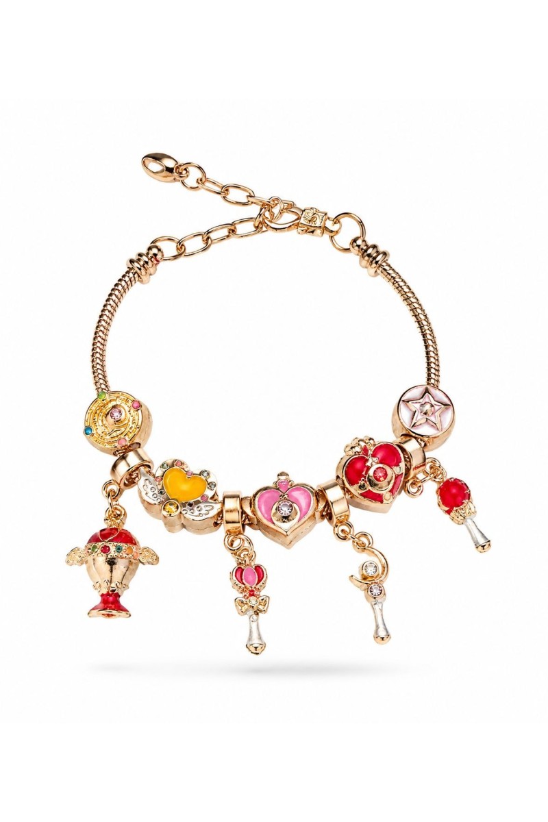 Bracciale Snake Guerriera Della Luna Spille Cristallo D'Argento Cuore Scettri Spille Anime Manga