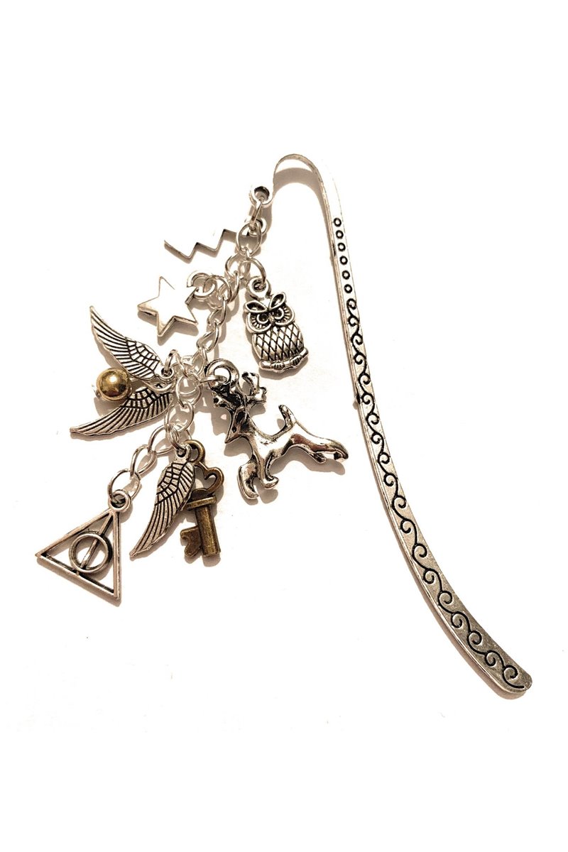 Segnalibro Ispirato Doni della Morte Boccino Chiave Alata Edwige Saetta H P Patronus