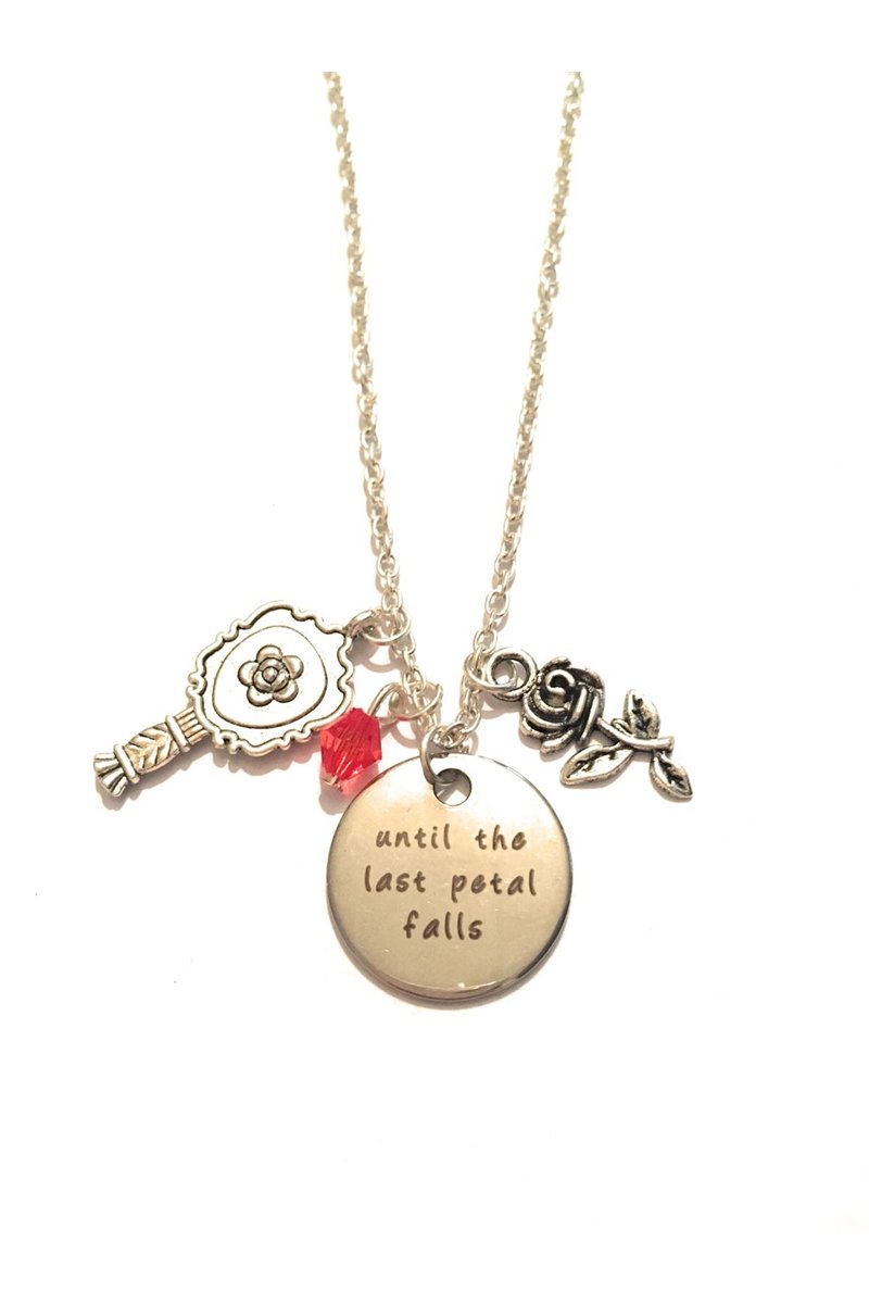 Collana Rosa incantata incisione "Until The Last Petal Falls"