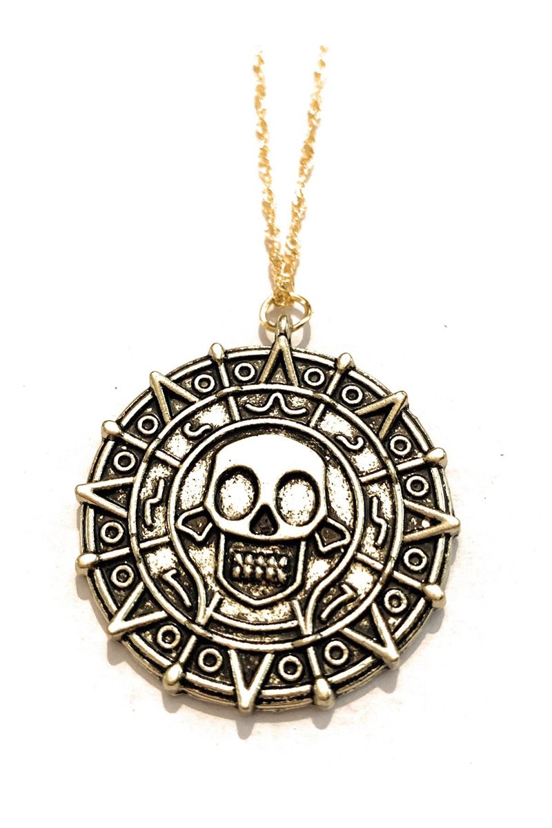 Collana Medaglione Atzeco bronzo moneta d'oro