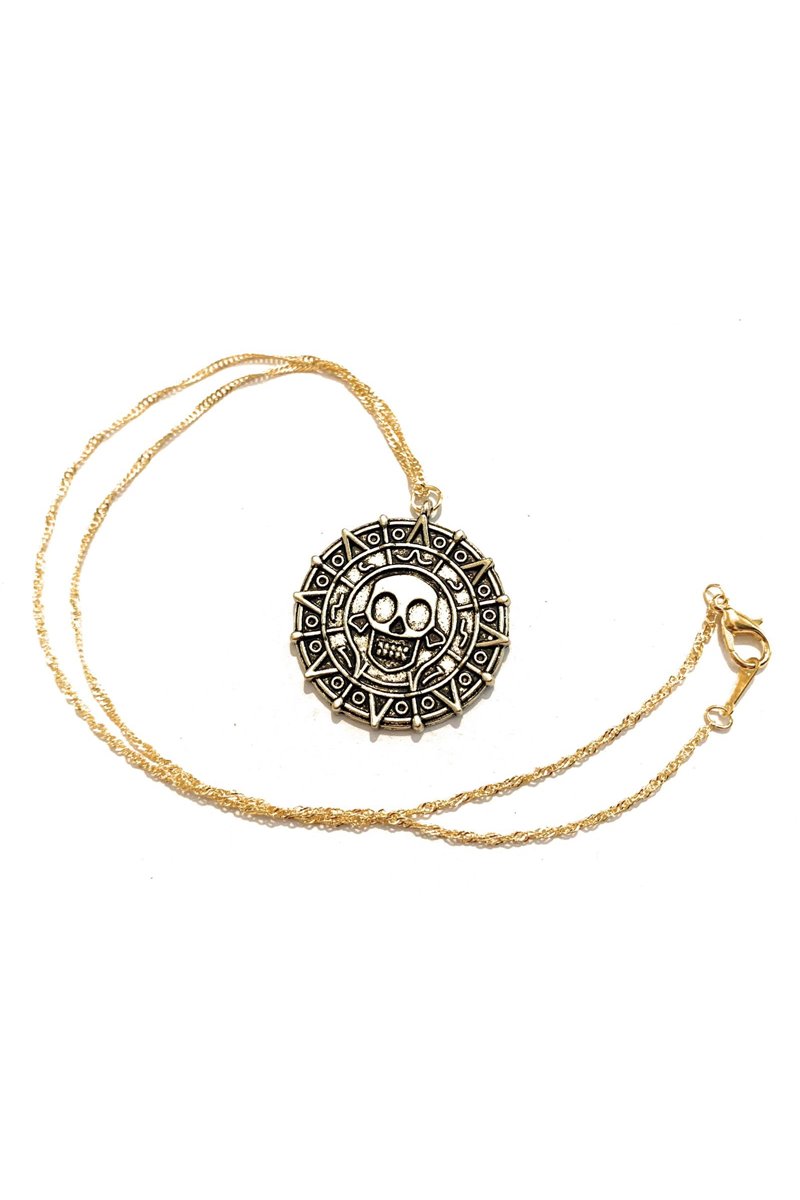 Collana Medaglione Atzeco bronzo moneta d'oro