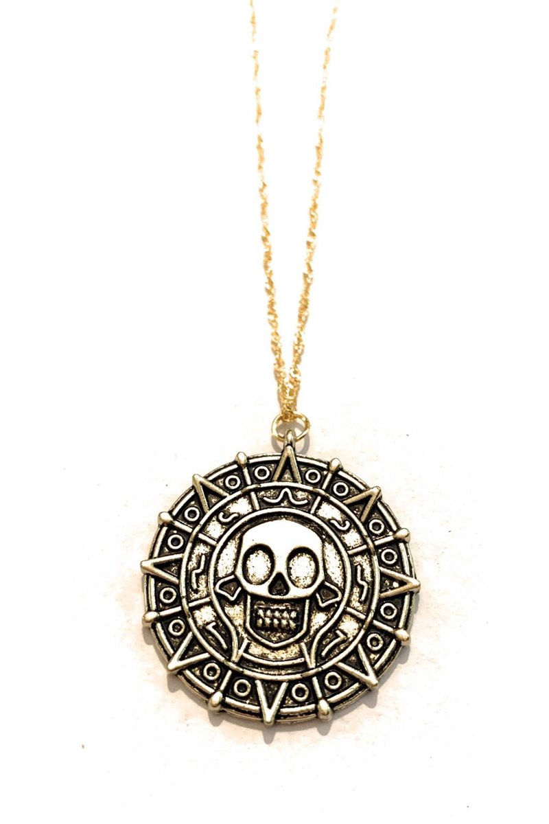 Collana Medaglione Atzeco bronzo moneta d'oro