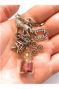 Portachiavi Metallo tatuaggio lupo e trisckele