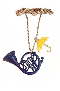 Collana Corno Blu Francese Ombrello Giallo