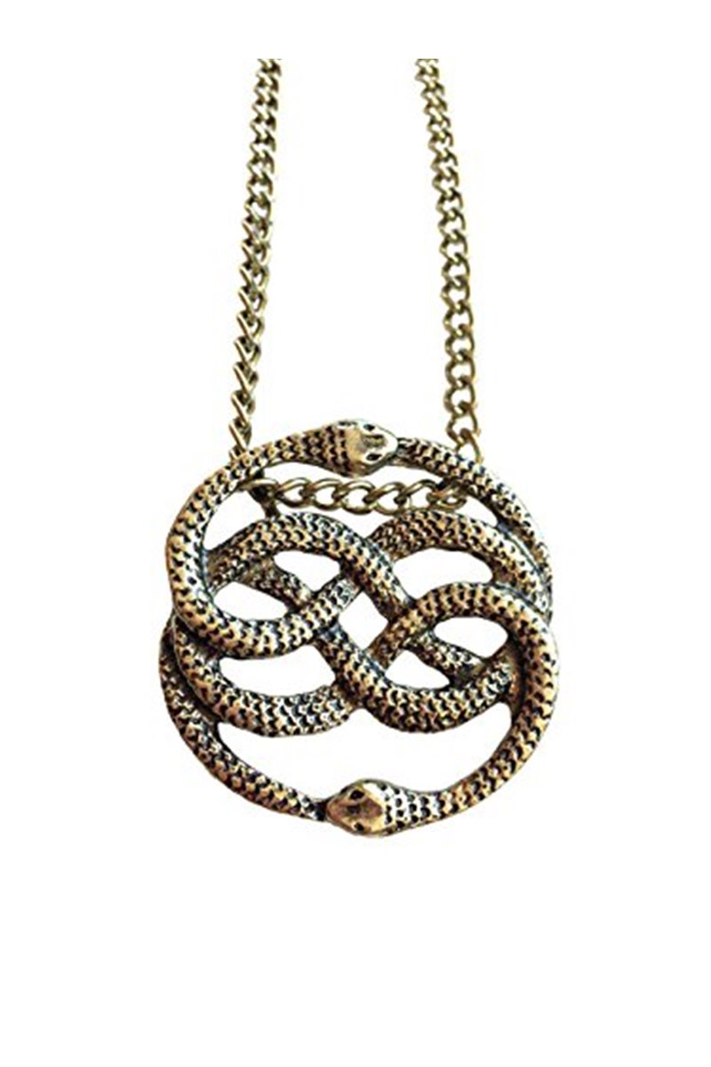 Collana medaglione serpenti intrecciati medaglione dei due opposti