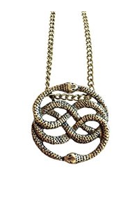 Collana medaglione serpenti intrecciati medaglione dei due opposti