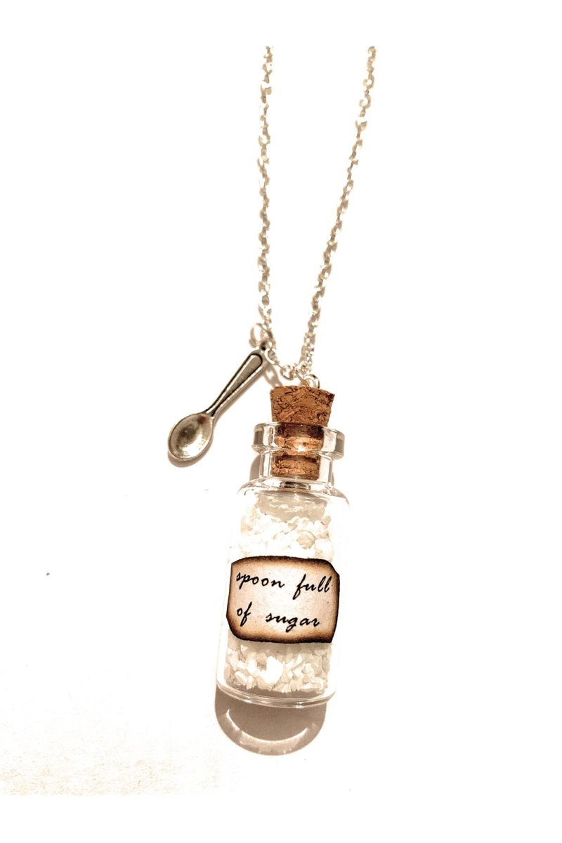 Collana Boccetta Basta Un Poco di Zucchero Just A Spoonful of Sugar Cucchiaino