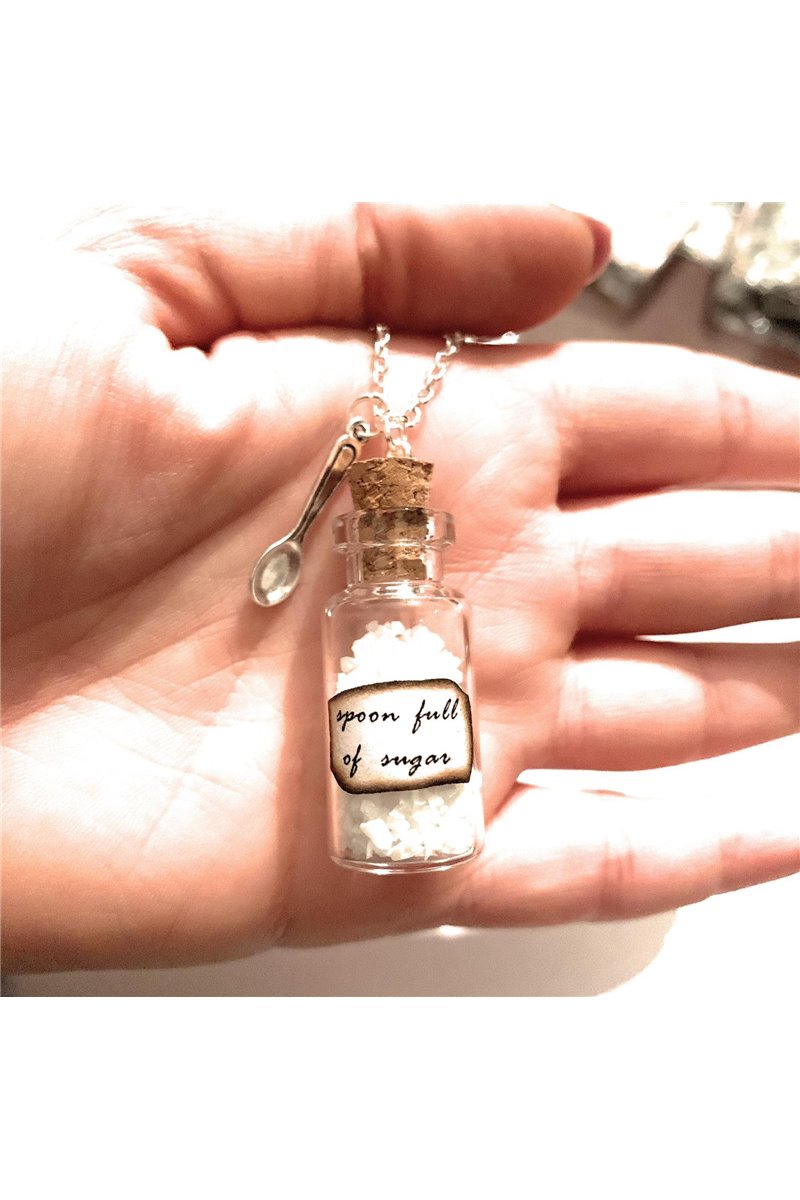 Collana Boccetta Basta Un Poco di Zucchero Just A Spoonful of Sugar Cucchiaino