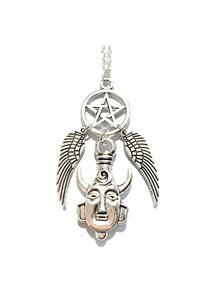 Collana Medaglione Umanoide Pentacolo Ali