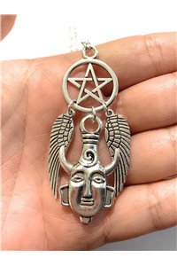 Collana Medaglione Umanoide Pentacolo Ali