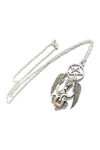 Collana Medaglione Umanoide Pentacolo Ali