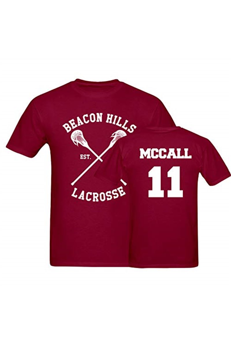 Maglietta T-shirt Mc call 11 lacrosse bordeux unisex Beacon hills (l)