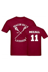 Maglietta T-shirt Mc call 11 lacrosse bordeux unisex Beacon hills (l)
